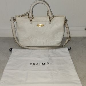 Brahmin White Crocodile Embossed Satchel